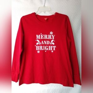 Christmas Macy's Family Pajamas PJs TOP ONLY Merry & Bright Size Medium Unisex